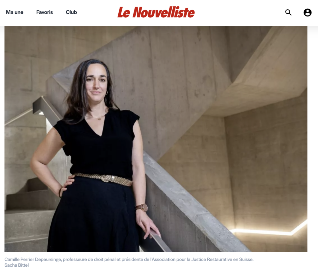 Article du Nouvelliste : Pourquoi la justice restaurative piétine en Valais? une experte décrypte cette démarche qui réunit victimes et auteurs